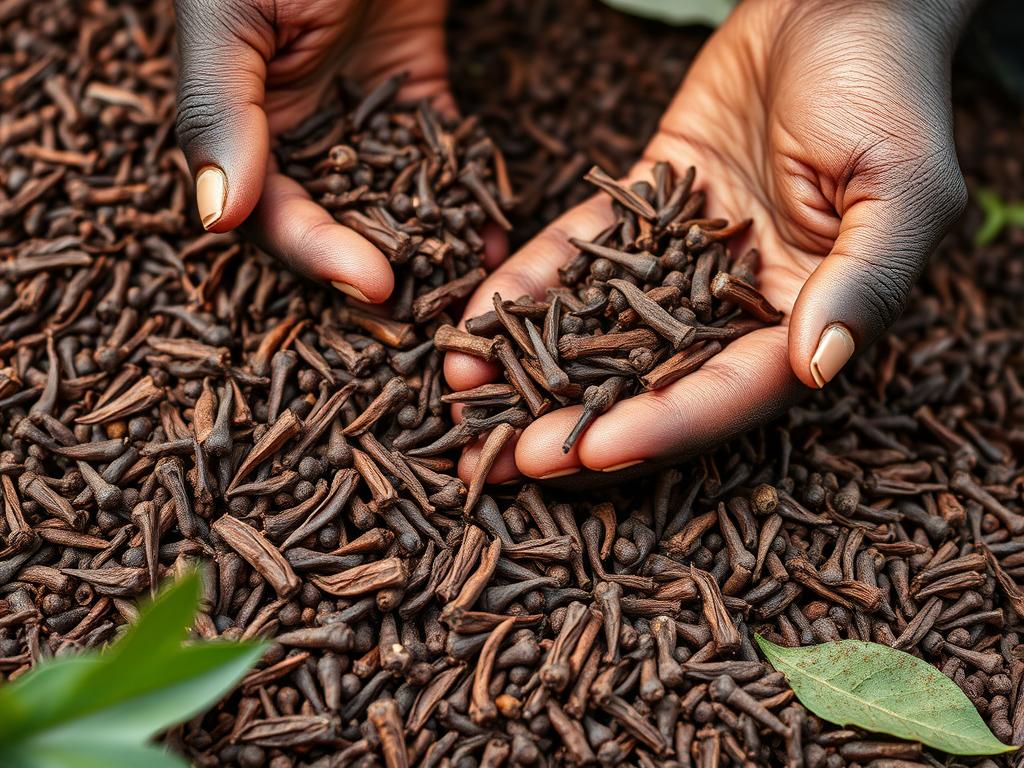 Clove harvest at a spice farm on Pemba Island