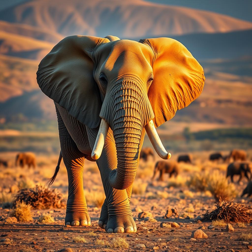 Elephant with large tusks in Ngorongoro Crater