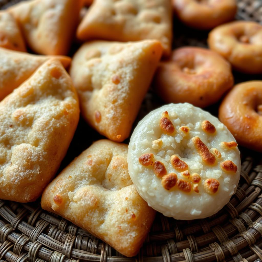 Freshly made mandazi (Tanzanian donuts) and vitumbua (rice pancakes)