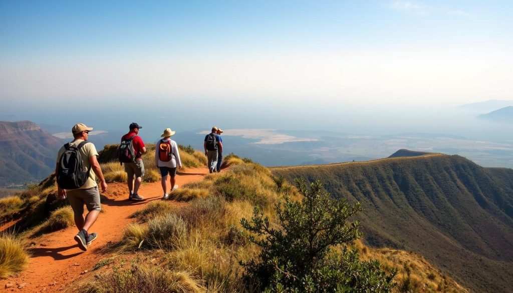 Guided walk along the Ngorongoro Crater rim with views of the crater below