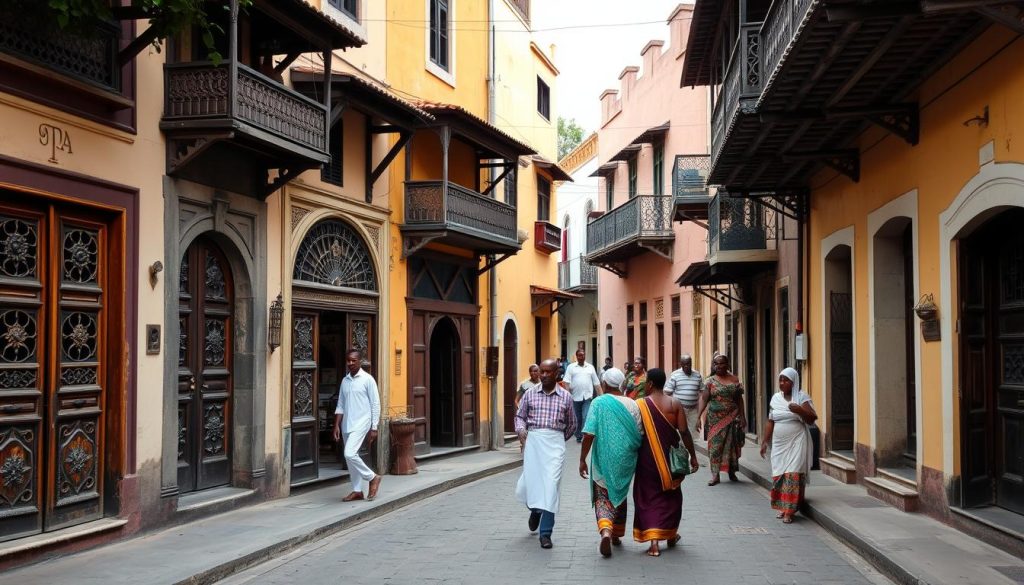 Historic Stone Town in Zanzibar showing Arabic influence on Swahili culture