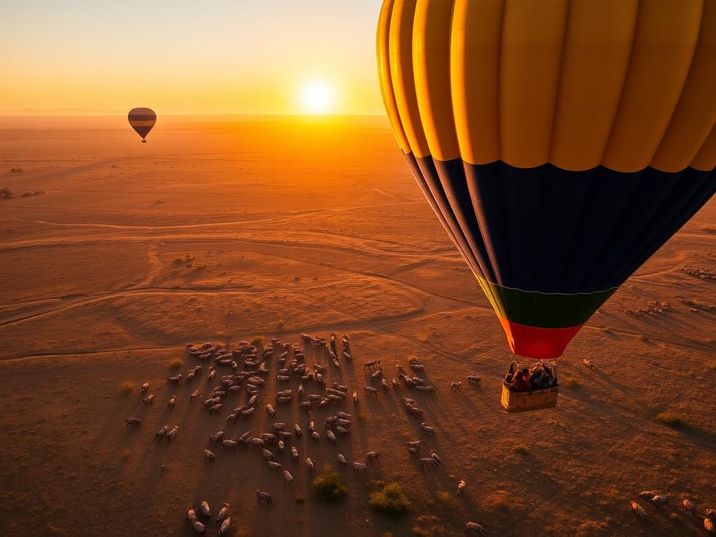 Hot air balloon safari over the Serengeti during a Tanzania adventure safari