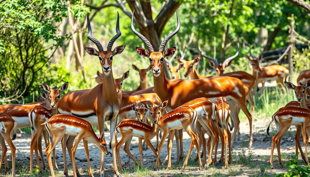 Impala herd with dominant male and females showing their social structure