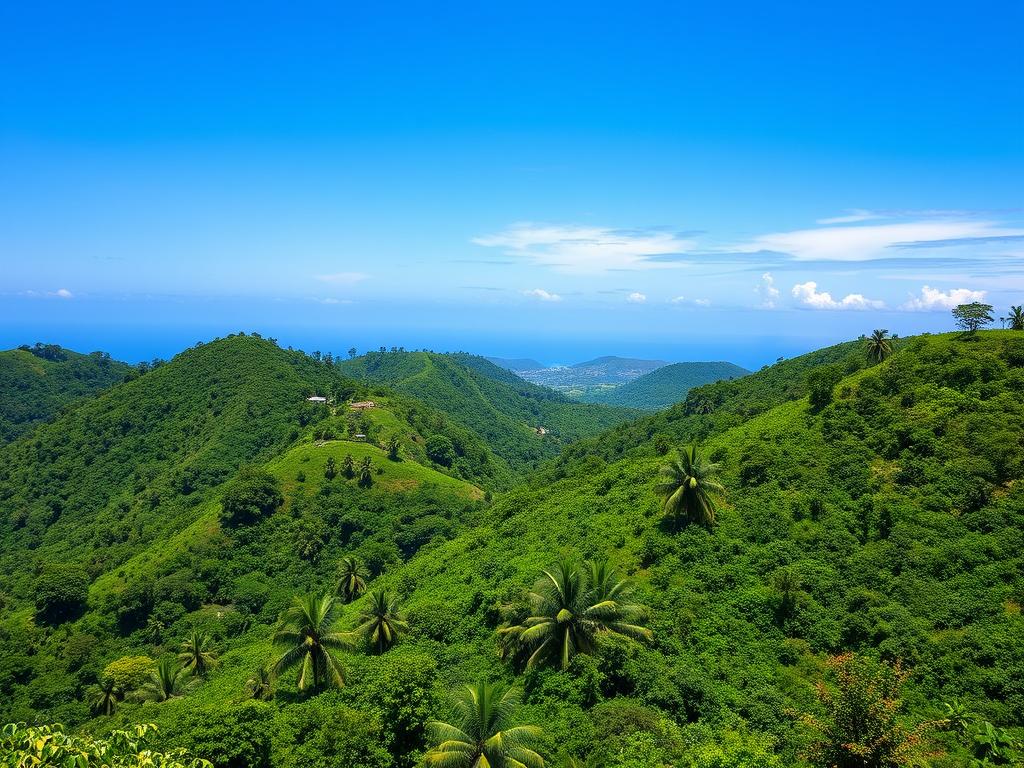 Lush green hills and clove plantations of Pemba Island