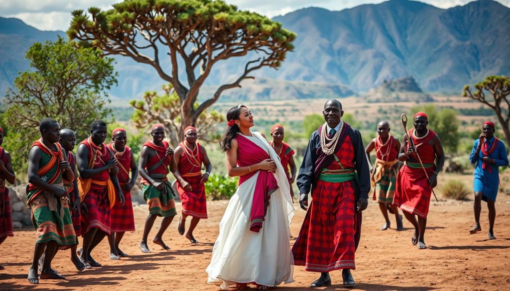 Maasai cultural visit during Tanzania honeymoon safari