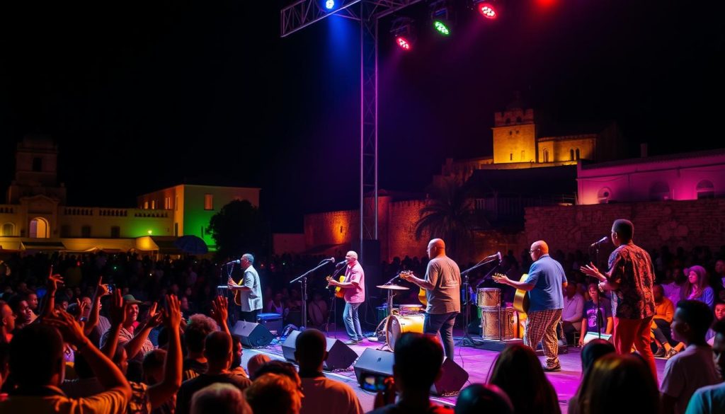Musicians performing at the Sauti za Busara music festival in Zanzibar