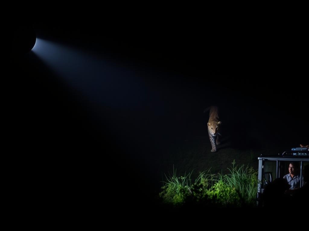 Night game drive spotting nocturnal animals during a Tanzania adventure safari