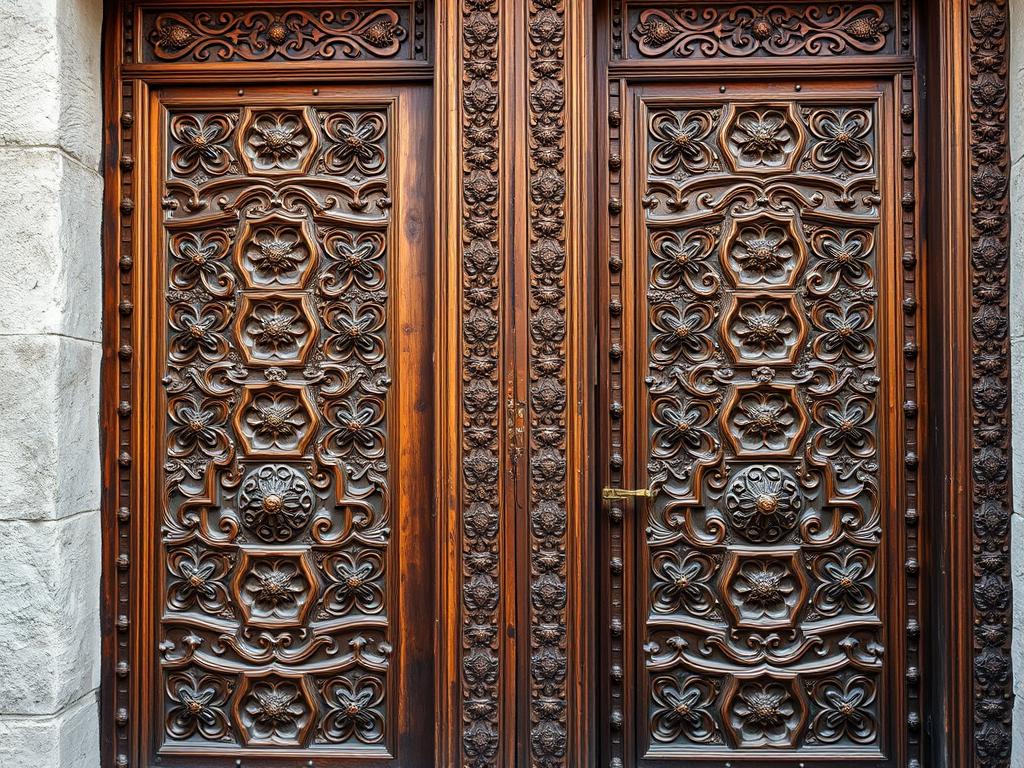 Ornate wooden doors in Stone Town, Zanzibar