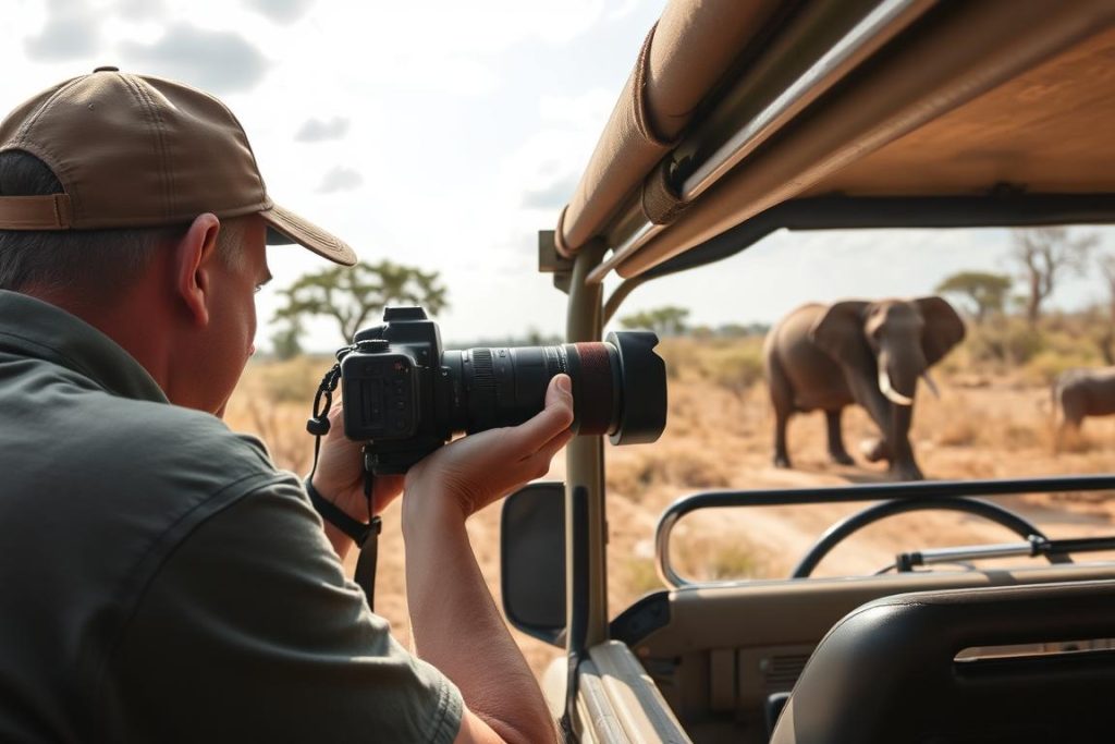 Photographer capturing wildlife during a Tanzania adventure safari