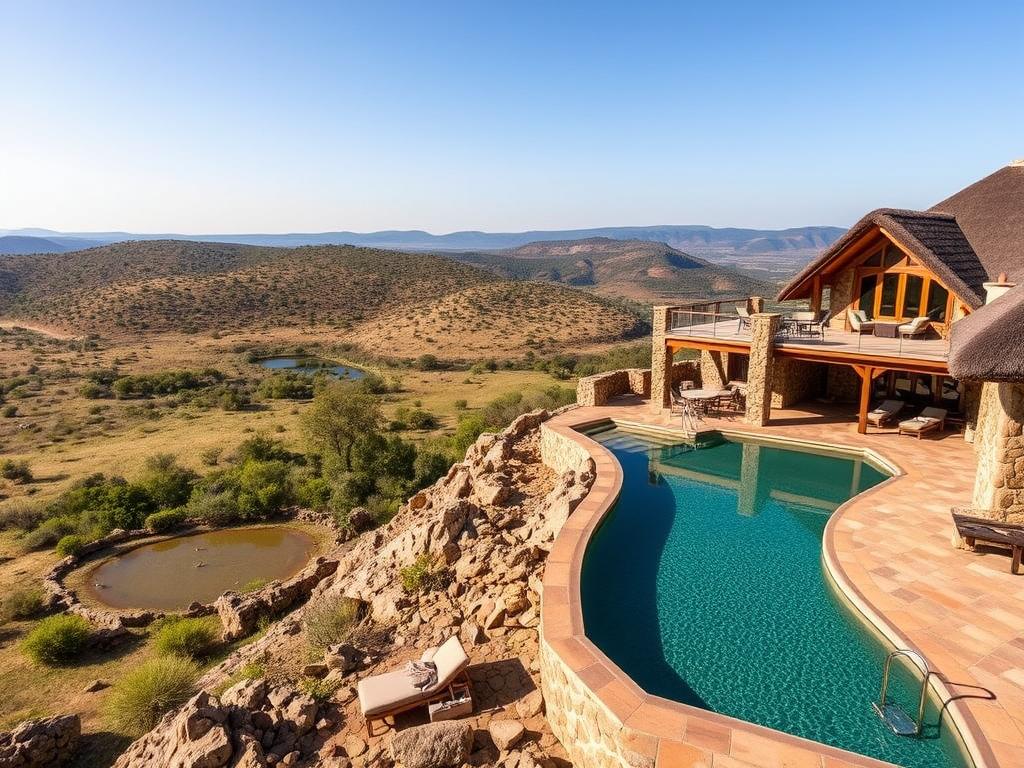 Safari lodge with view for Tanzania honeymoon safari