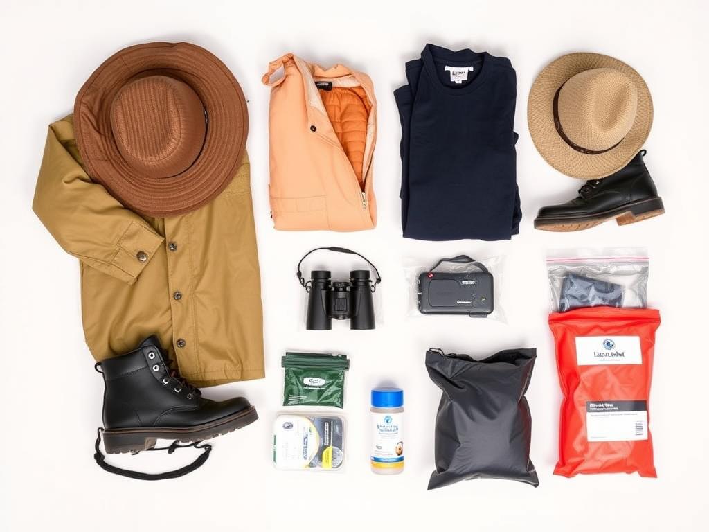 Safari packing essentials for Tanzania rainy season including waterproof gear
