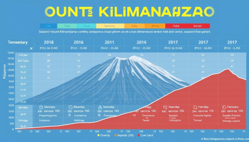 Seasonal weather comparison chart for Mount Kilimanjaro