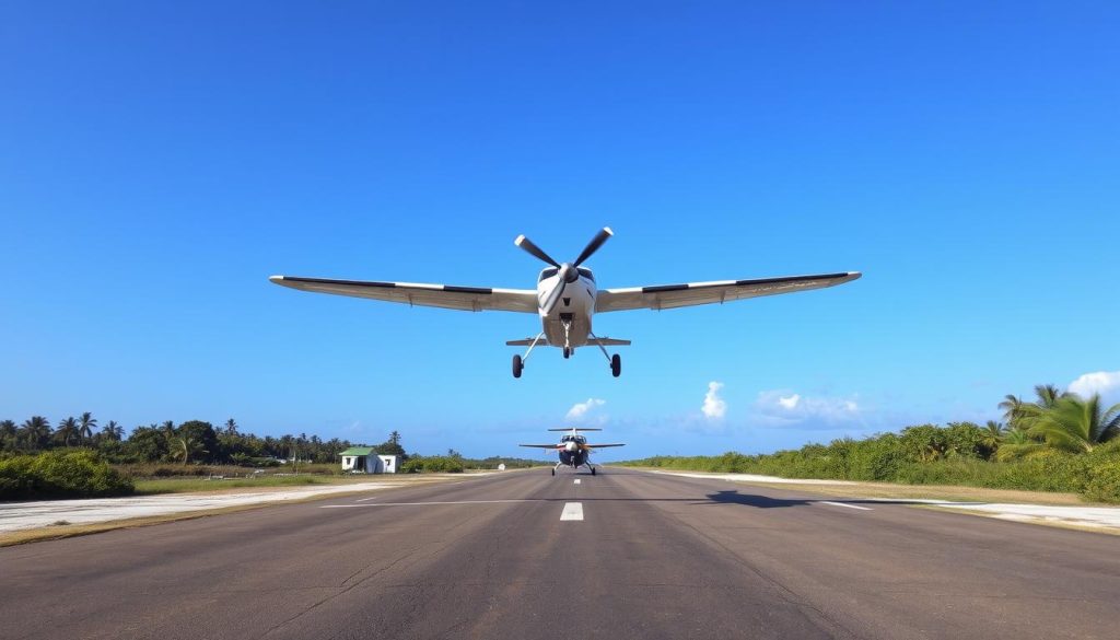 Small aircraft landing at Pemba Island airport Small aircraft landing at Pemba Island airport