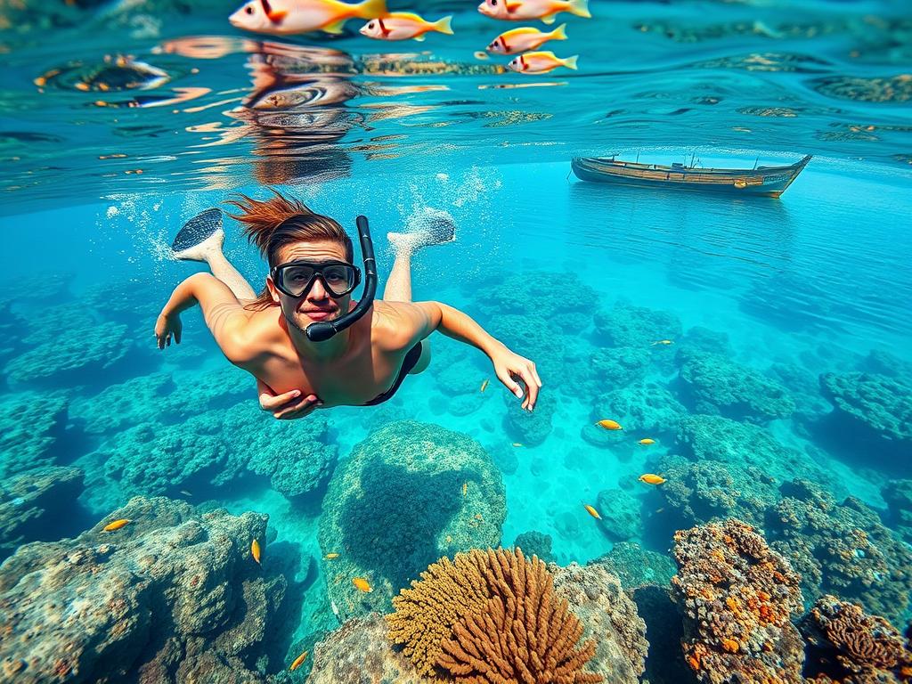 Snorkeling in Zanzibar during Tanzania honeymoon safari