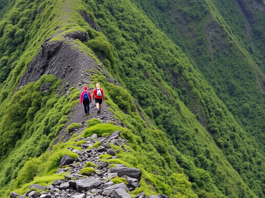 Steep section of the challenging Umbwe Route on Mount Kilimanjaro