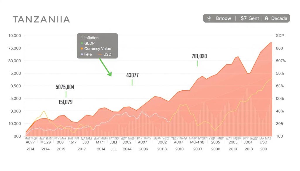 Tanzania's economic indicators including GDP growth, inflation, and currency value trends