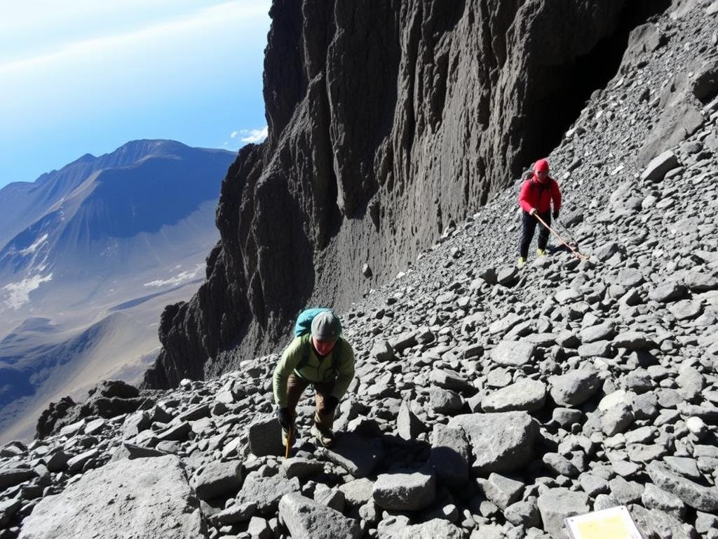 Technical climbing section on the Western Breach route of Mount Kilimanjaro