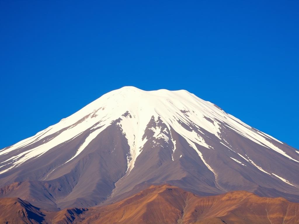 View of Mount Kilimanjaro's summit with clear skies during dry season