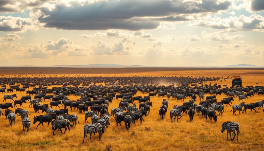 Wildebeest migration in Serengeti National Park