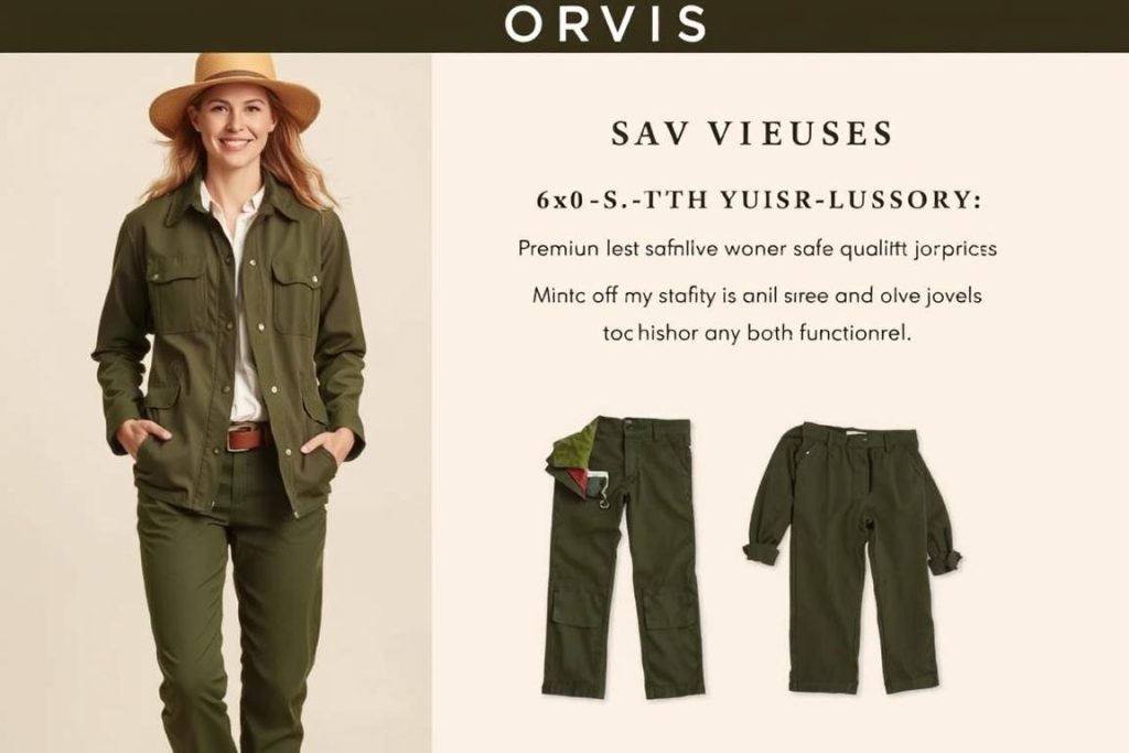 Woman wearing Orvis safari clothing collection