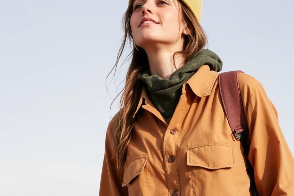 Woman wearing Patagonia sustainable safari clothing