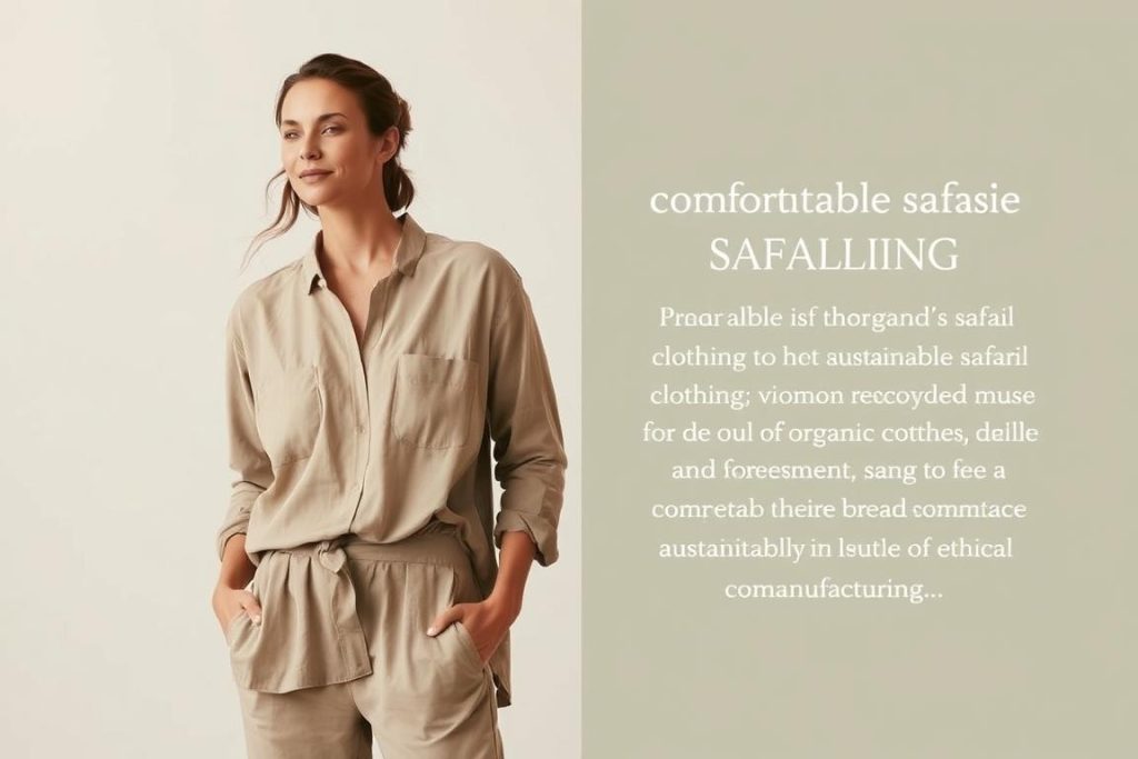 Woman wearing Prana sustainable safari clothing