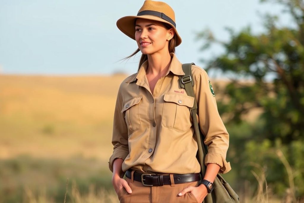 Woman wearing Safari Store clothing designed for African conditions