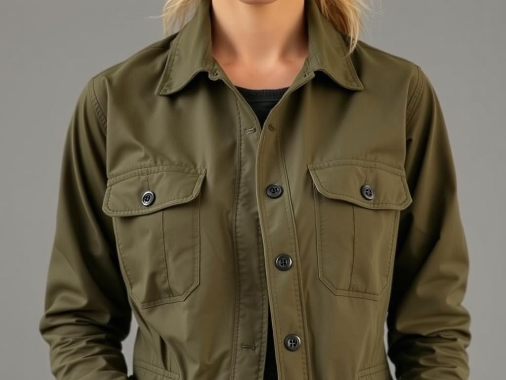 Woman wearing lightweight utility jacket for safari