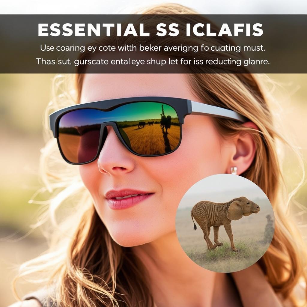 Woman wearing polarized sunglasses essential for safari