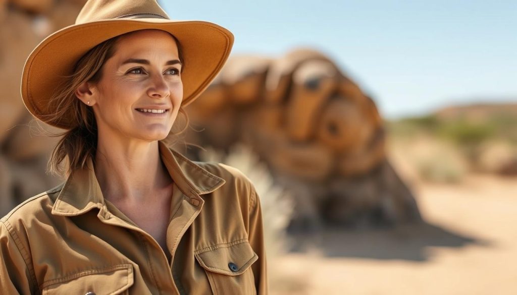 Woman wearing sustainable safari clothing options