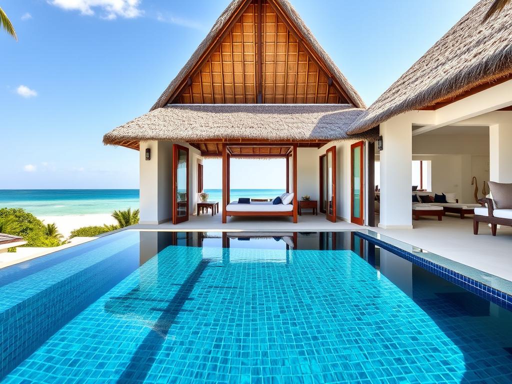 Zanzibar beach villa for Tanzania honeymoon safari packages